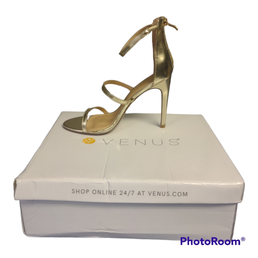 Gold strap heels.  Size 8.  Brand new, never been worn.  Purchased from VENUS.
